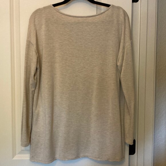 Lovely J.Jill Pure Jill Teal Blue Tan Tunic Boatneck Large - Picture 3 of 10